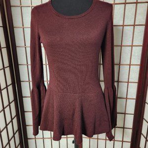 Nanette Lepore Burgundy Merino Wool Sweater Size S